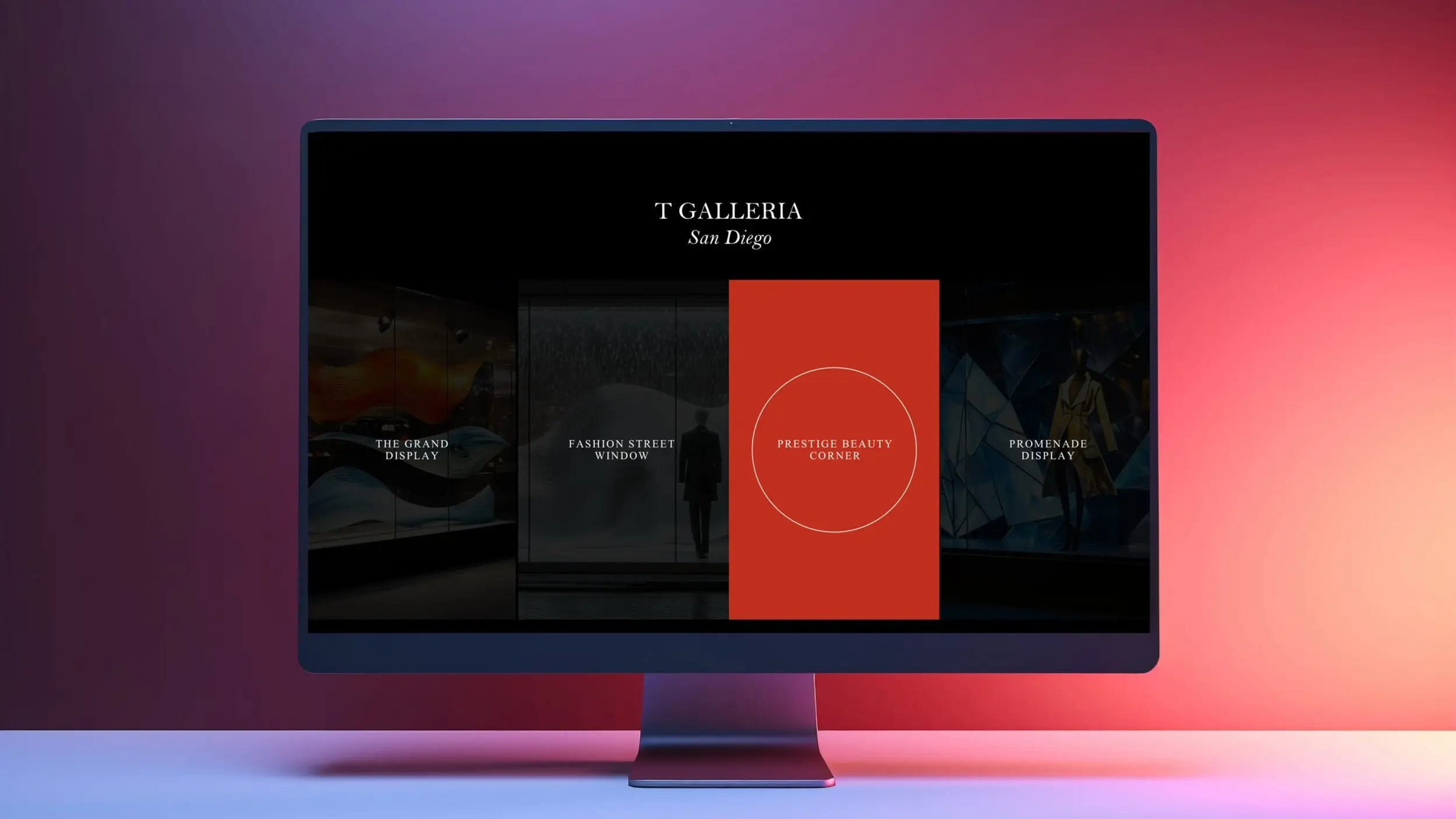 An interactive presentation design with interactive navigation in red theme and elegnat high end layouts